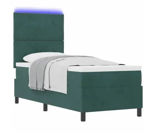 Led Box Spring Voodi Peaga Tume Rohelise 80 X 200 Cm Kangas