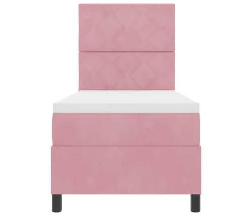 Kastītes Atsperu Gulta Ar Matraci Rozā 80 X 200 Cm Samts Vidaxl