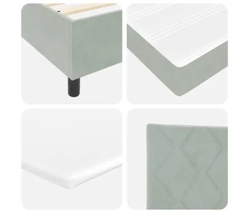 Led Box Spring Voodi Madratsiga Helehall 90 X 190 Cm Kangas