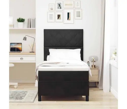 Led Čiužinio Lova Su Čiužiniu Juoda 90 X 190 Cm Audinys