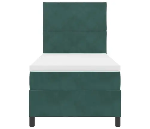 Kastītes Atsperu Gulta Ar Matraci Tumši Zaļš 90 X 190 Cm Samts Vidaxl