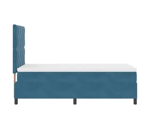 Led Box Spring Voodi Madratsiga Tumesinine 90 X 190 Cm Kangas