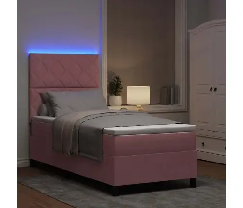 Led Čiužinio Lova Su Čiužiniu Rožinė 90 X 200 Cm Audinys