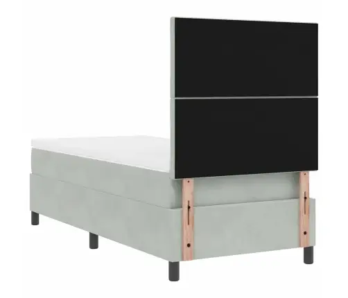 Kastītes Atsperu Gulta Gaiši Pelēks 100 X 200 Cm Samts Vidaxl