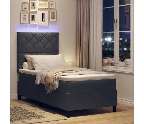 Led Čiužinio Lova Tamsiai Pilka 100 X 200 Cm Audinys