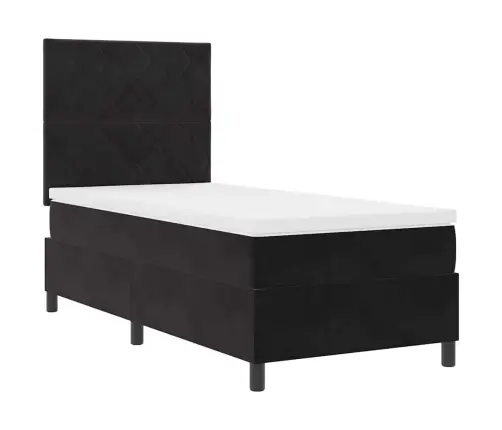 Led Box Spring Voodi Madratsiga Peaga Must 100 X 200 Cm Kangas