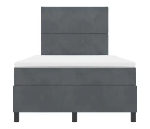 Kaste Spring Gulta Ar Matrazi Un Led Tumši Pelēka 120X190 Cm Samts Vidaxl