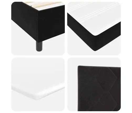 Box Spring Gulta Ar Matraci Un Led Melna 120X190 Cm Samts Vidaxl