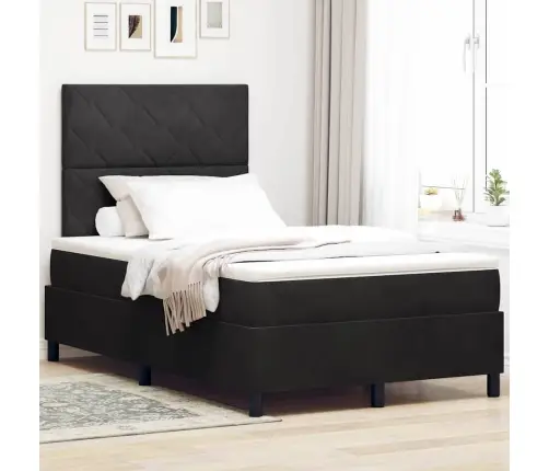 Box Spring Gulta Ar Matraci Un Led Melna 120X190 Cm Samts Vidaxl