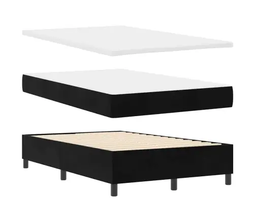 Box Spring Gulta Ar Matraci Un Led Melna 120X190 Cm Samts Vidaxl