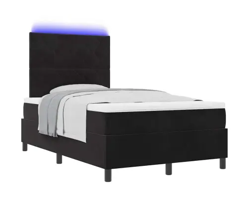 Box Spring Gulta Ar Matraci Un Led Melna 120X190 Cm Samts Vidaxl