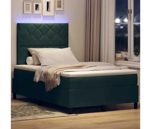 Led Čiužinio Lova Tamsiai Žalia 120 X 190 Cm Audinys