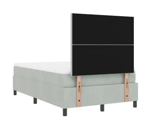 Gultas Rāmis Ar Matraču Un Led Gaismu, Gaiši Pelēks 120X200 Cm Samts Vidaxl