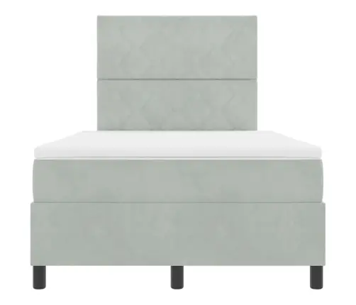 Gultas Rāmis Ar Matraču Un Led Gaismu, Gaiši Pelēks 120X200 Cm Samts Vidaxl