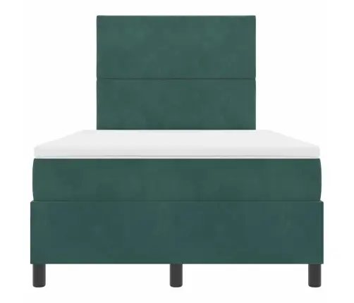 Kastītes Atsperu Gulta Ar Matraci Tumši Zaļš 120 X 200 Cm Samts Vidaxl