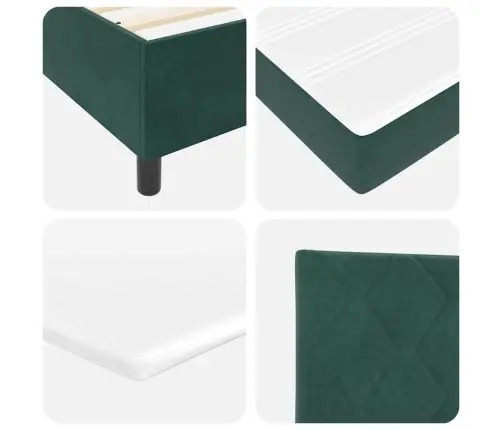 Led Box Spring Voodi Peaga Tume Rohelise 140 X 190 Cm Kangas