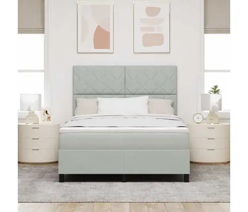 Kaste Gultas Ar Matraci Un Led Gaismu Gaiši Pelēks 140X200 Cm Samts Vidaxl