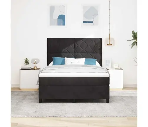 Led Gultas Pamatne Ar Matraci Melna 140 X 200 Cm Audums Vidaxl