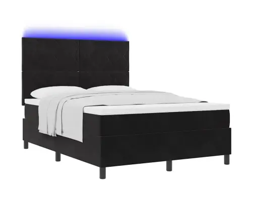 Led Gultas Pamatne Ar Matraci Melna 140 X 200 Cm Audums Vidaxl