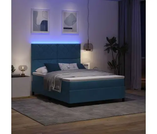 Led Čiužinio Lova Tamsiai Mėlyna 160 X 200 Cm Audinys