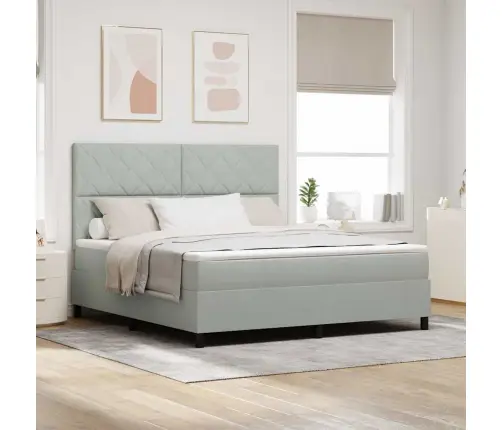 Led Box Spring Voodi Madratsiga Helehall 180 X 200 Cm Kangas