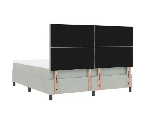 Led Box Spring Voodi Madratsiga Helehall 180 X 200 Cm Kangas