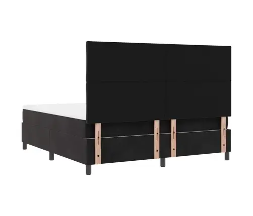 Led Box Spring Voodi Madratsiga Peaga Must 180 X 200 Cm Kangas