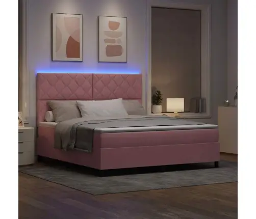 Led Čiužinio Lova Su Čiužiniu Rožinė 180 X 200 Cm Audinys