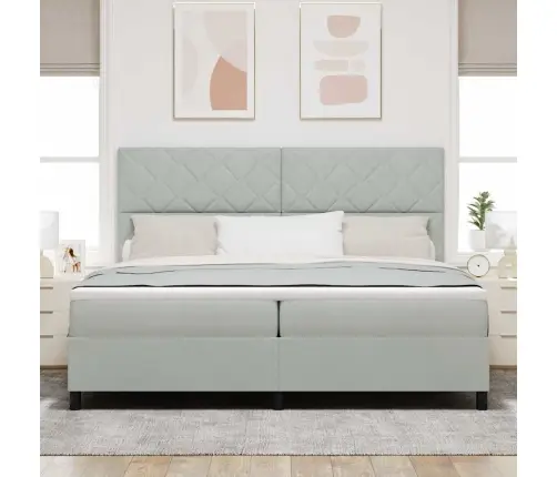 Kastītes Atsperu Gulta Gaiši Pelēka 200 X 200 Cm Samts Vidaxl