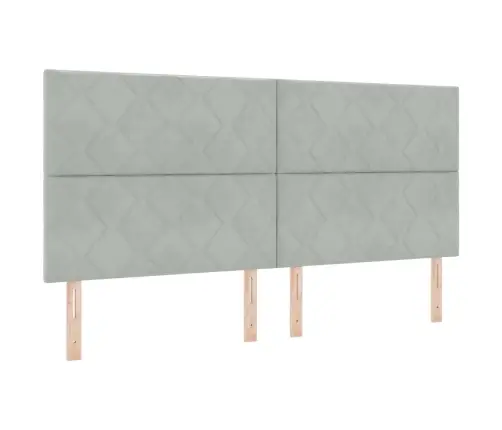 Kastītes Atsperu Gulta Gaiši Pelēka 200 X 200 Cm Samts Vidaxl
