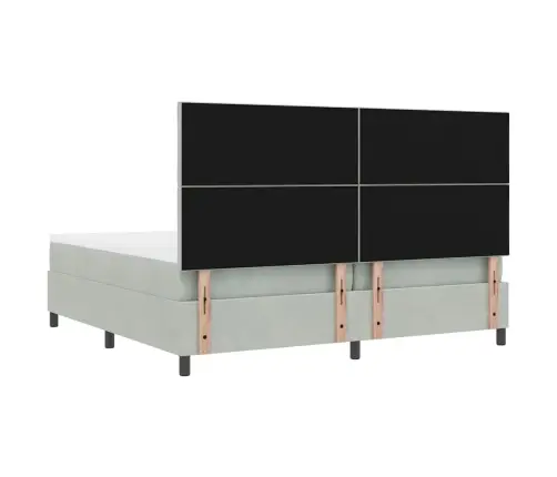 Kastītes Atsperu Gulta Gaiši Pelēka 200 X 200 Cm Samts Vidaxl