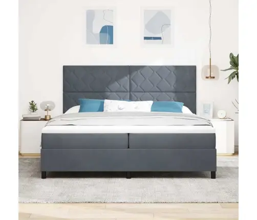 Led Box Spring Voodi Madratsiga Tumehall 200 X 200 Cm Kangas