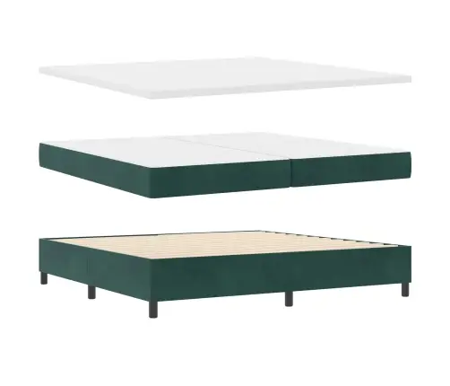 Led Box Spring Voodi Peaga Tume Rohelise 200 X 200 Cm Kangas