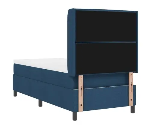 Led Box Spring Voodi Madratsiga Peaga Sinine 80 X 200 Cm Kangas