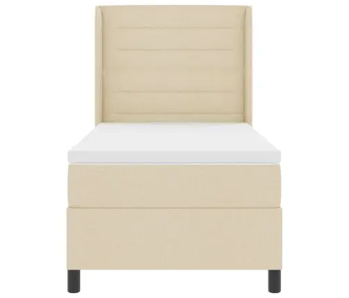 Led Gultas Pamatne Ar Matraci Krēmkrāsa 90 X 190 Cm Audums Vidaxl