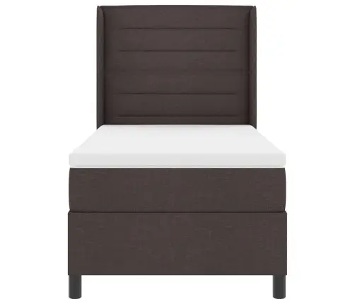 Led Gultas Pamatne Ar Matraci Tumši Brūna 90 X 200 Cm Audums Vidaxl