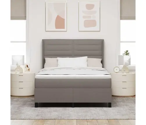 Led Box Spring Voodi Peaga Pruunikashall 140 X 190 Cm Kangas