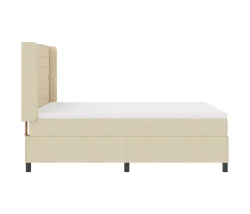 Led Box Spring Voodi Madratsiga Peaga Cream 140 X 190 Cm Kangas