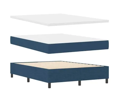 Led Box Spring Voodi Madratsiga Sinine 140 X 190 Cm Kangas