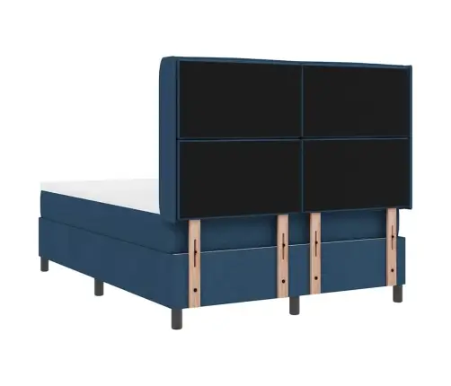 Led Box Spring Voodi Madratsiga Sinine 140 X 190 Cm Kangas