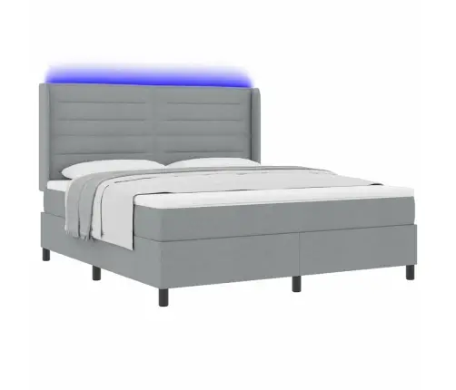 Led Gultas Pamatne Ar Matraci Gaiši Pelēks 180 X 200 Cm Audums Vidaxl