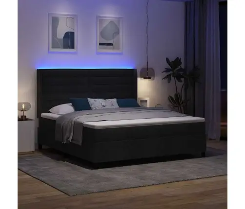 Led Gultas Pamatne Ar Matraci Melna 180 X 200 Cm Audums Vidaxl