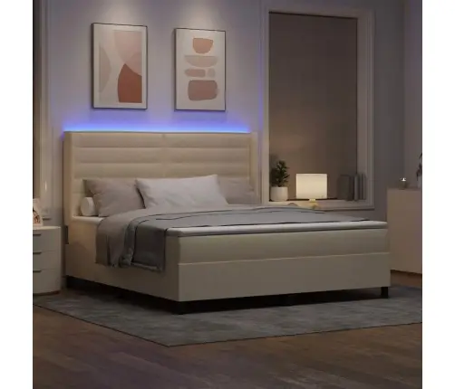 Led Čiužinio Lova Su Čiužiniu Kreminė 180 X 200 Cm Audinys