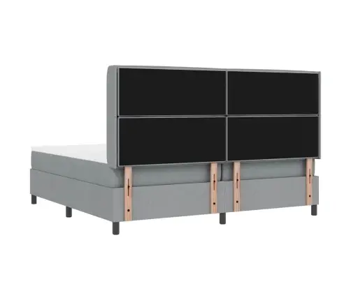 Led Box Spring Voodi Madratsiga Helehall 200 X 200 Cm Kangas