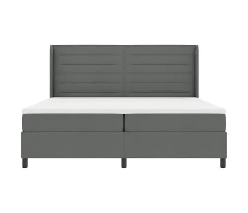 Led Gultas Pamatne Ar Matraci Tumši Pelēks 200 X 200 Cm Audums Vidaxl