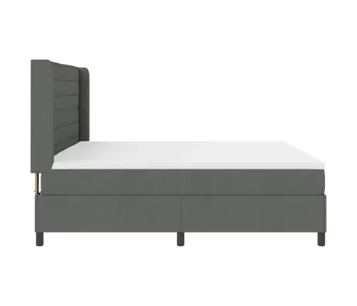 Led Gultas Pamatne Ar Matraci Tumši Pelēks 200 X 200 Cm Audums Vidaxl