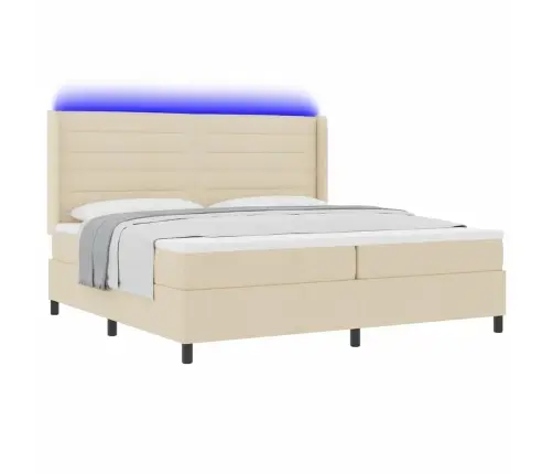 Led Gultas Pamatne Ar Matraci Krēmkrāsa 200 X 200 Cm Audums Vidaxl