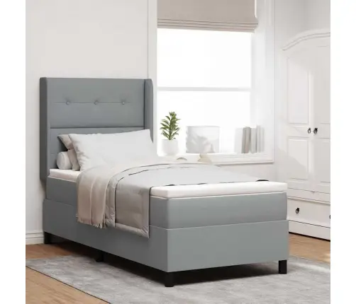 Led Box Spring Voodi Madratsiga Helehall 80 X 200 Cm Kangas