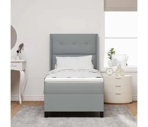 Led Box Spring Voodi Madratsiga Helehall 80 X 200 Cm Kangas