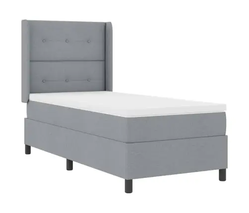 Led Box Spring Voodi Madratsiga Helehall 80 X 200 Cm Kangas